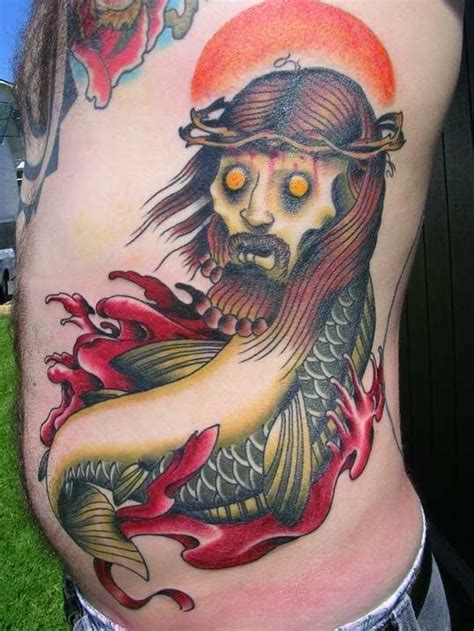 Zombie fish Jesus tattoo - Really funny pictures collection on picshag.com