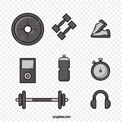 Fitness Gym Equipment Vector Hd PNG Images, Vector Black Gray Tone Gym Equipment Elements ...