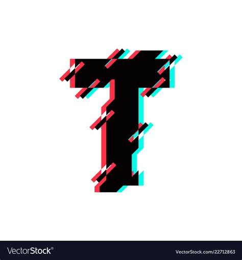 Logo letter t glitch distortion diagonal Vector Image