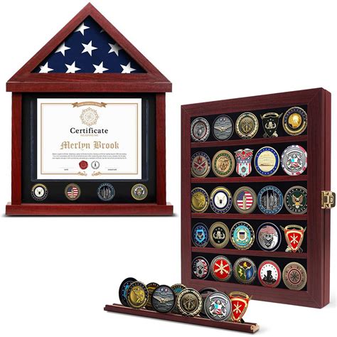 Challenge Coin Display Case Coin Case Challenge Coin Holder Coin Box Rack fits 45 Military ...