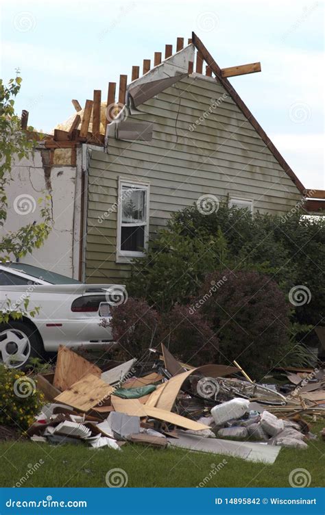 Tornado Storm Damage House Home Destroyed By Wind Stock Photography - Image: 14895842