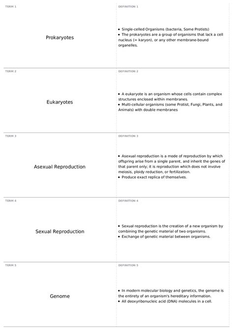 Basic Biology Terms | BIO 115A - Basic Biology Activity - Docsity