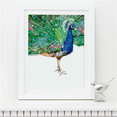 Peacock Classic Fine Art Print By Lola Design Ltd | notonthehighstreet.com