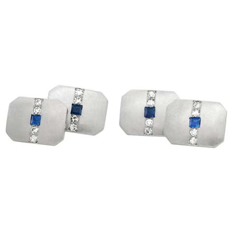 Sapphire and Diamond Cufflinks For Sale at 1stDibs