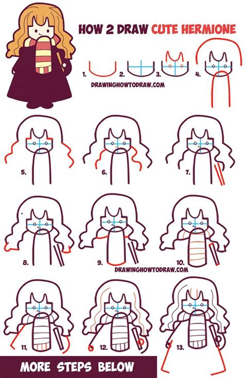 How to Draw Cute Hermione from Harry Potter (Chibi / Kawaii) Easy Steps Drawing Tutorial - How ...