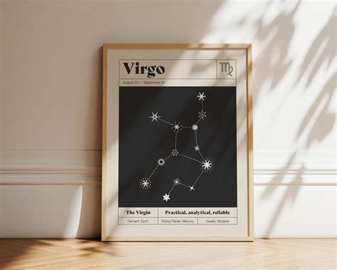 Virgo Star Constellation Art Print Zodiac Constellation Wall Art ...