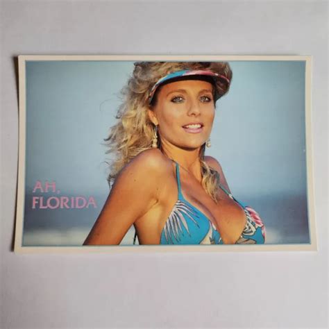 VINTAGE FLORIDA BEACH Postcard Risque Female Swimsuit Model Blonde Pin ...