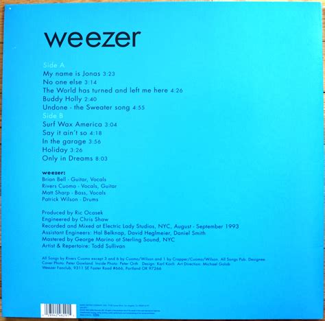 Weezer - Weezer ( Blue Album ) Vinyl Lp on Storenvy