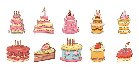 Birthday Cake Set 964071 Vector Art at Vecteezy