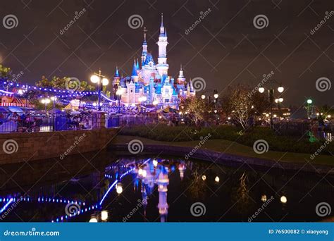 Shanghai Disney Castle Night Editorial Photography - Image of fairy ...