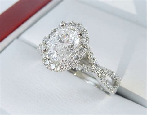 Oval Diamond Halo Ring with Cross-Shank Style#4312 - DiamondNet