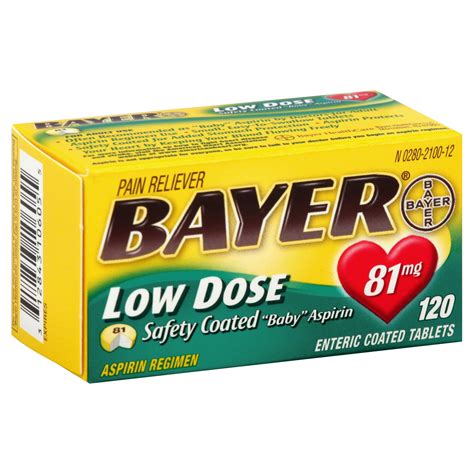 Bayer Aspirin, Low Dose, Safety Coated Baby, 81 mg, Tablets, 120 tablets