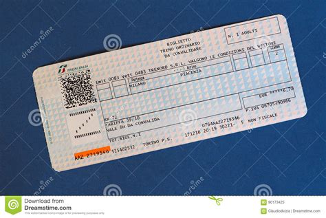 Italian train ticket editorial image. Image of trenord - 90173425