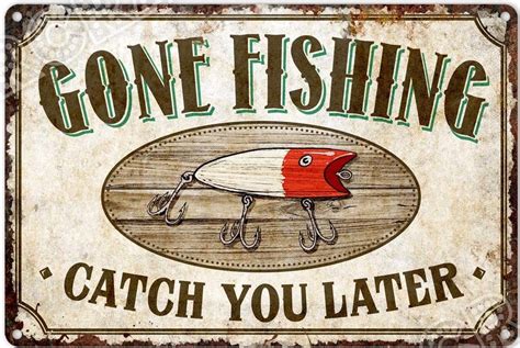 Gone Fishing Sign - Rustic Home Décor, Fishing Gifts - Allhap