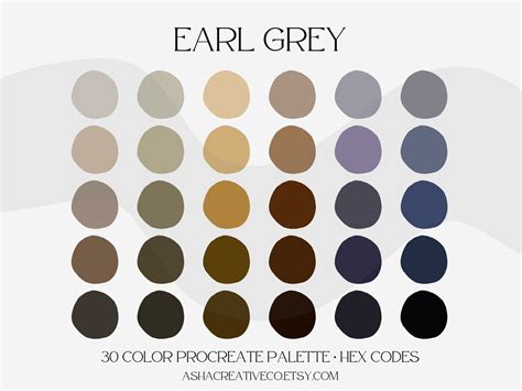 Earl Grey Procreate Color Palette Color Swatches for Digital Planning HEX Codes Digital Download ...