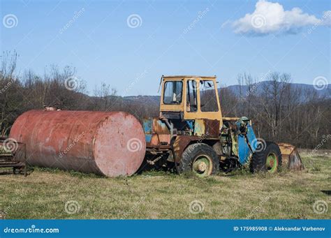 Old vintage bulldozer stock photo. Image of meadow, farming - 175985908