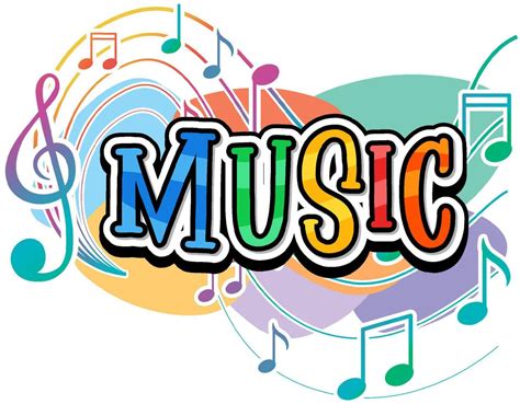 Font design for word music with music notes on white background 6412042 Vector Art at Vecteezy