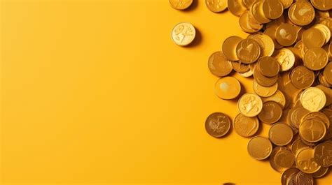 Premium Photo | Different coins on yellow background