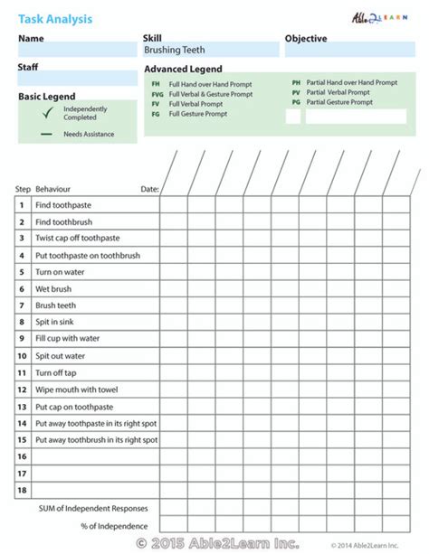 Data Sheets - Brushing your Teeth: 1 Page - Able2learn Inc.
