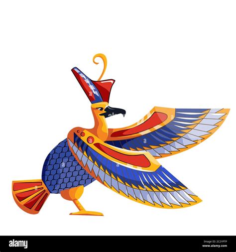 Antiguo Egipto sagrado pájaro halcón vector de dibujos animados ...