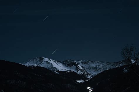 HD wallpaper: snowy mountain, mountains, night, night sky, stars, nature, dark | Wallpaper Flare