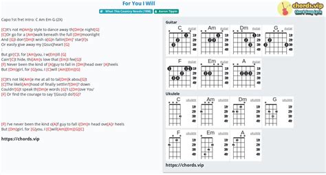 Chord: For You I Will - tab, song lyric, sheet, guitar, ukulele ...