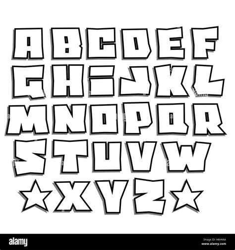 readable graffiti fonts alphabet with shadow on white Stock Vector Art & Illustration, Vector ...