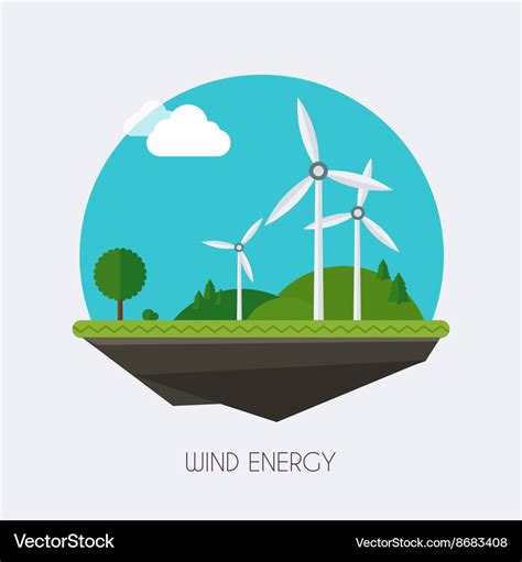 Wind energy landscape and industrial factory Vector Image