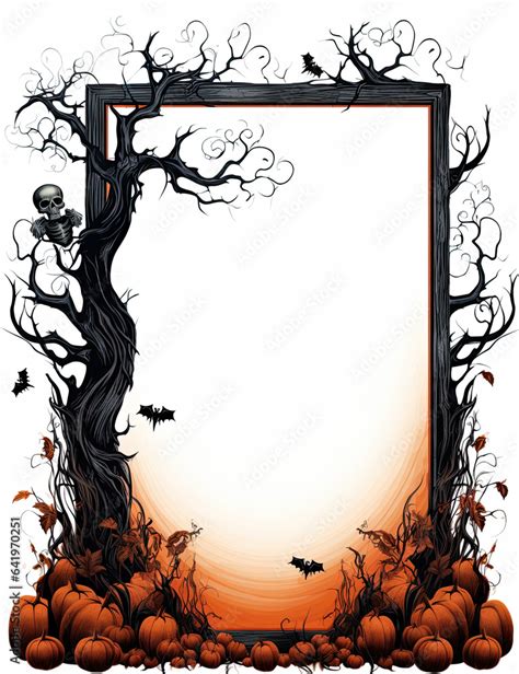 orange and black halloween border frame on plain white background Stock ...