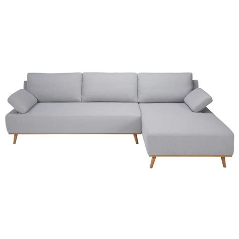 Light grey 5-seater cotton right hand corner sofa Stone | Maisons du Monde