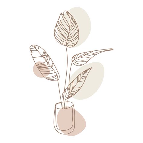 Houseplant,outline drawing plant in pot vector illustration.Indoor ...