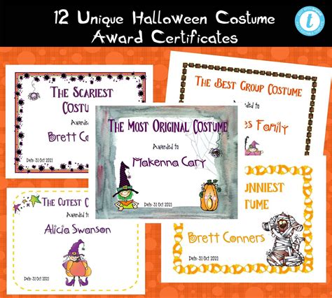 Halloween Costume Award Certificate Templates-12 Unique Awards - Etsy ...