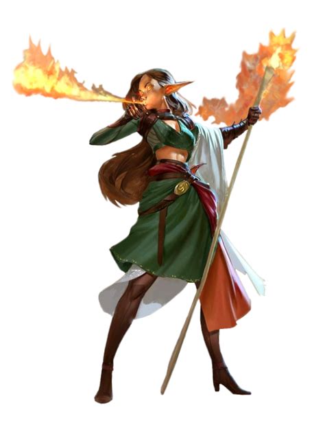 Female Half-Elf Fire Sorcerer - Pathfinder PFRPG DND D&D 3.5 5E 5th ed ...