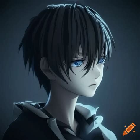 Sad anime character with darkness background