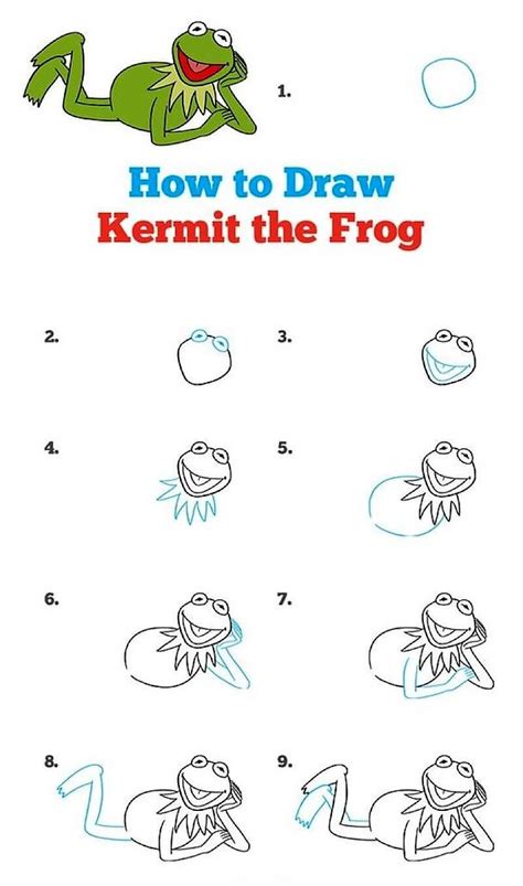 How to draw A Kermit the Frog step by step - Drawing Photos