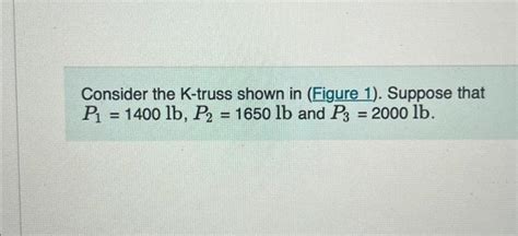 [Solved]: 1 of 1 Consider the K-truss shown in (Figu