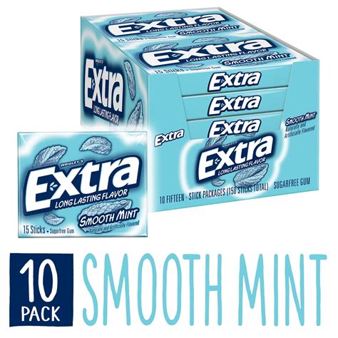 EXTRA Gum Smooth Mint Chewing Gum, 15 Pieces (Pack of 10) - Walmart.com