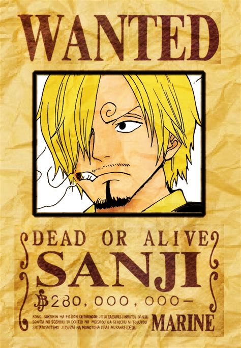 One Piece Sanji Wanted Poster