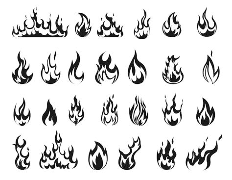 Premium Vector | Fire flames set isolated vector Silhouette