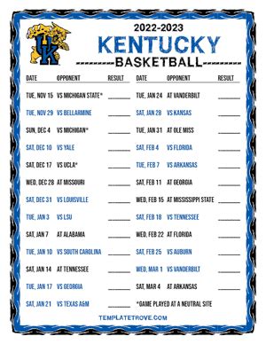 2022-2023 College Basketball Schedules - SEC