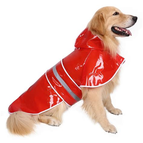 HDE Dog Raincoat Clear Waterproof Rain Jacket with Hood and Reflective Safety Strip for Small to ...