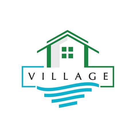 Village logo, house and beach design template for village, hotel and travel company 36060950 ...