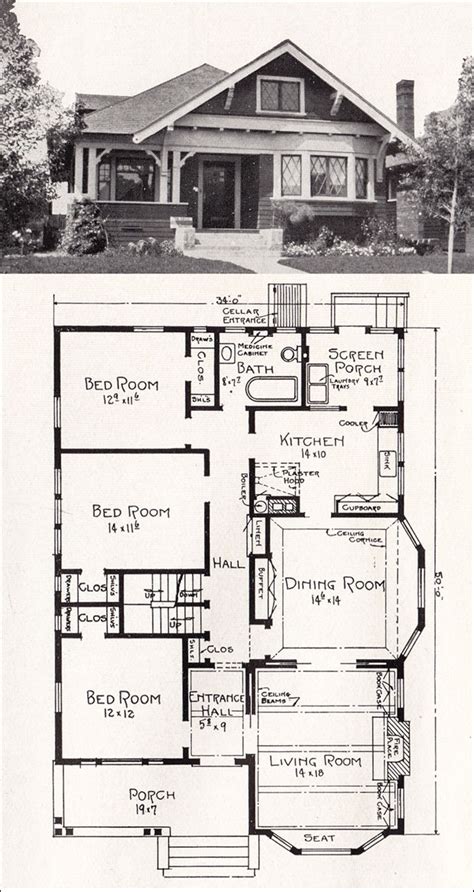 Craftsman Bungalow Floor Plans, Cottage Bungalow House Plans, Porch ...