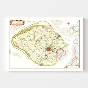 Walcheren Map 1665 Old Map of Walcheren Netherlands Art Vintage Print ...