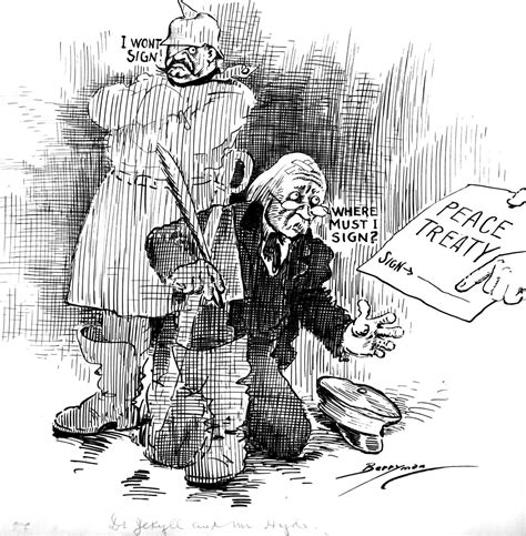 A political cartoon about German attitudes towards the treaty titled ...