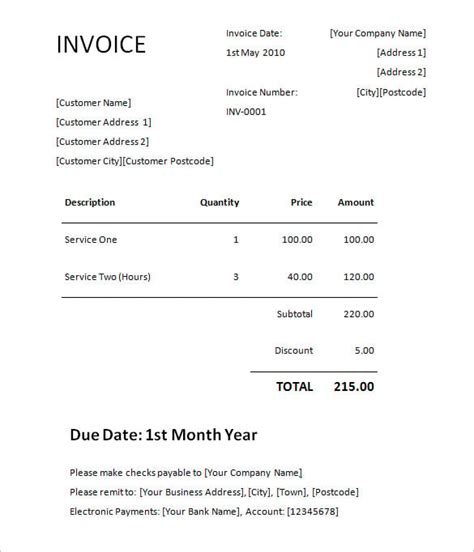 60+ Microsoft Invoice Templates - PDF, DOC, Excel | Free & Premium ...