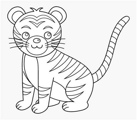 Tiger Black And White Cute Tiger Clipart Black And - Baby Tiger Clipart Black And White, HD Png ...