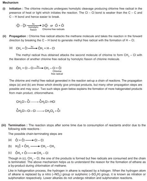 Explain the mechanism of free radical substitution reaction in brief