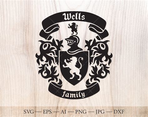 Wells Family Crest. Coat of Arms Svg. Heraldic Shield With - Etsy UK