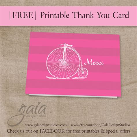Free Printable French Modern Thank You Card https://www.facebook.com/pages/Gaia-Design-Studios ...